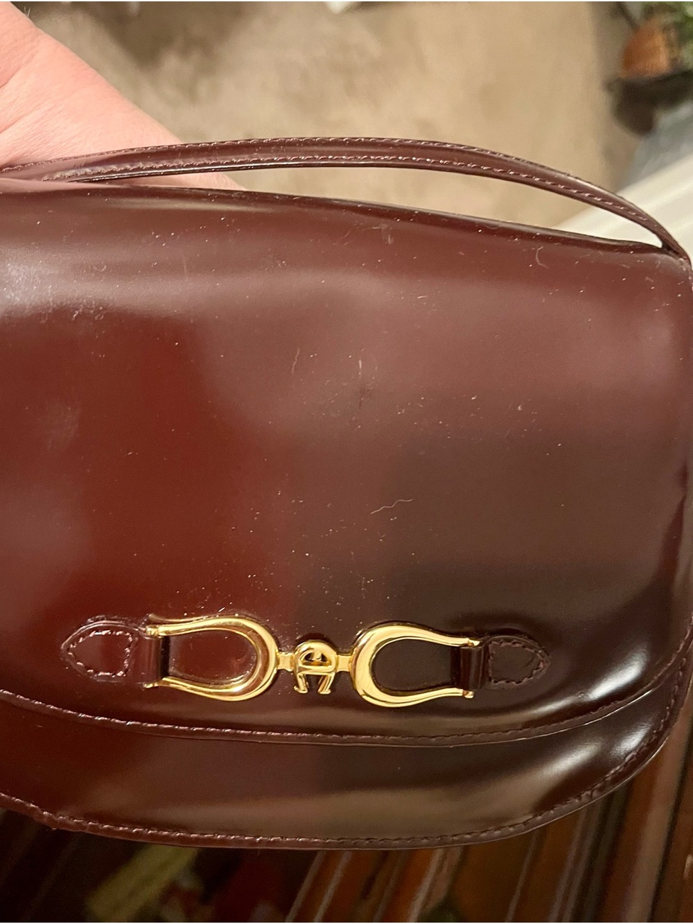 Etienne Aigner Burgundy Crossbody Bag with Gold Hardware